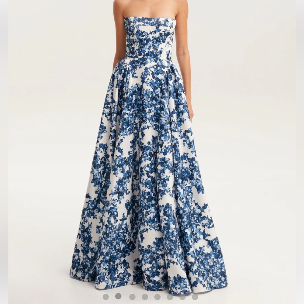 Milla - Blue hydrangea corset maxi dress, Garden of Eden